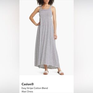 Chic Striped Maxi Dress in Navy and White